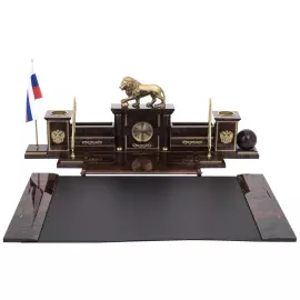 Настольный набор из обсидиана "Абсолют. Лев"